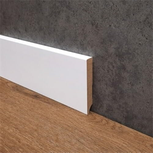 Generico Battiscopa Profilo Quadro in Legno Ayous Laccato Bianco al Metro Varie Altezze - Dimensione Disponibile: Altezza 40 mm (cod. BT38)