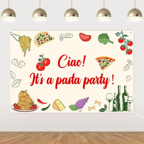 Funmemoir Ciao! Partydekoration aus Italien, für Pasta, Pizza, Spaghetti, Geburtstag, Babyparty, Dekoration, 1,5 x 0,9 m