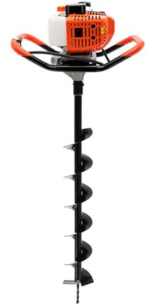 UHDUIG 52cc Benzin Erdbohrer 1460W Erdbohrer mit 4 6 8 Bit Elektrisch Geräuscharm Praktischer Trichter Sich für Installation Zaunpfosten und -Decks, das Pflanzen von Bäumen