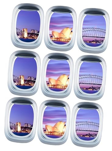 NUOBESTY 9hojas Ventana Simulada Autoadhesiva De Paisaje Para Pared Pegatina Decorativa Removible y Reposicionable Para Salas y Oficinas