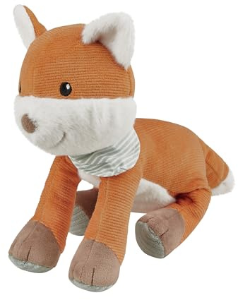Sterntaler Kuscheltier L Fuchs Filou - Plüschtier aus weichem Cord & Flauschstoff - Baby Spielzeug ab Geburt - mit Rassel - zum Spielen, Kuscheln & Entdecken, rost, 25 cm