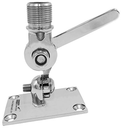 Stainless Steel Marine Boat Radio VHF Antenna Adjustable Ratchet Base Mount