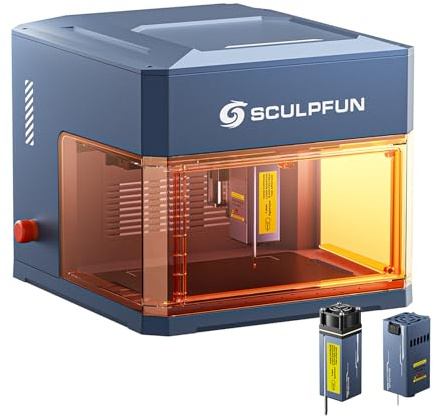 SCULPFUN iCube Ultra Doppellaser Lasergravierer, 12W Diodenlaser + 1,2W Infrarotlaser, Gehäuse Laser Gravurmaschine mit Rauchfilter, Tragbare Hochpräzise Laser Cutter Lasergravur für Holz Metall