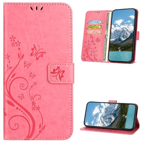 XINQCASE Cover per Samsung Galaxy A34 5G, Custodia a Portafoglio in Pelle PU [Slot per Schede], Cover a Libro Flip Caso Custodia per Samsung A34 5G, Rosa