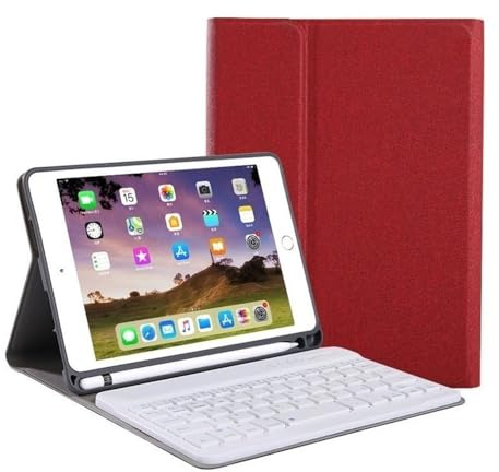 NXCVBNKZJ kuaijiexiaopu QWERTY-Tastatur, Stiftschlitz, Stoffstruktur, Schutzhülle, geeignet for iPad Pro 11 Zoll 2018–2022, universell(Burgundy+Keyboard)
