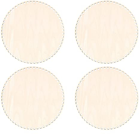 Tumintu 4Stück 30cm Natürlicher Korb Boden mit Loch, Kreis Leerzeichen Basis für Mach Es Selbst Stricken Häkeln Beutel Boden Former