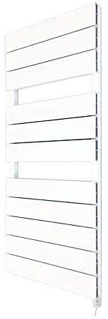 500mm (w) x 1200mm (h) Electric Flow White Single Aluminium Towel Rail with a 300w Electric Element & White Wall Controller (Pre-filled)