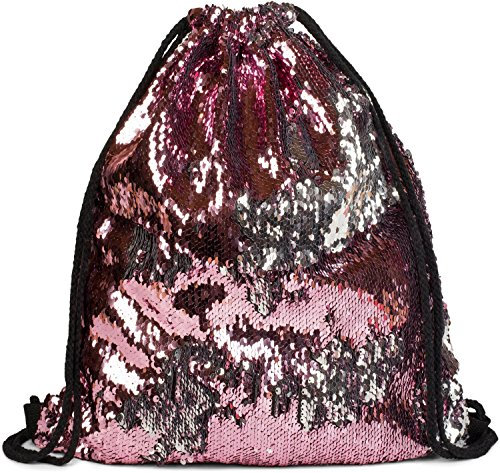 styleBREAKER borsa sportiva hipster con paillettes, zaino, borsa sportiva, bauletto, unisex 02012210, colore:Antico Rosa - Argento