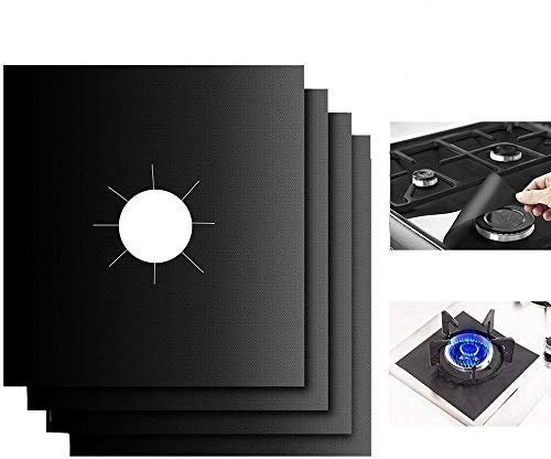 Gasherd Brenner Abdeckungen, 8pcs Gasherdschutzfolie Gas Range Gas Range Protektoren,wiederverwendbar, Non-Stick, Spülmaschinenfest, einfach zu reinigen