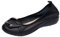 Jamron Femmes Cuir Véritable Chaussures de Confort Semelle Souple Ballerines Bas Talon Compensé Chaussons Noir SN020624 EU38/240