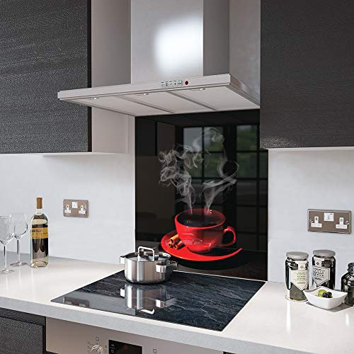 Glass Splashbacks Red Coffee Cup - Made by Premier Range in 100cm Wide x 100cm High