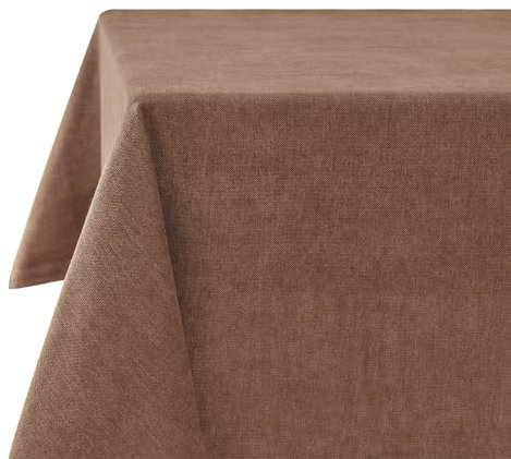 LUOLUO Tischdecke Leinenoptik tischdecke abwaschbar Tischtuch Leinen Tischwäsche Eckig Wasserdicht Tischdecke Braun 145 x 300 cm
