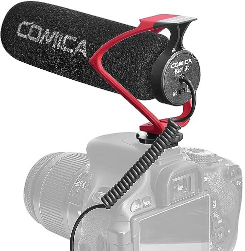 Comica CVM-V30 LITE Video Microphone Super-Cardioid Condenser On-Camera Shotgun Microphone for Canon Nikon Sony Panasonic Camera/DSLR/Iphone Samsung Huawei(Red)