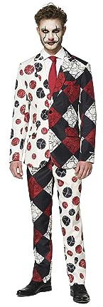 Suitmeister Men's Costume - Halloween Vintage Clown Slim Fit - Wit