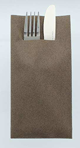 Mank Airlaid Besteckservietten Uni | 40 x 40 cm | 1/8-Falz | Premium Einweg-Serviette | saugstark | Basic | 75 Stück (Braun)