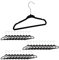 Relaxdays 30er Set Kinderkleiderbügel Samt, rutschfeste Kleiderbügel, Steg & Kerben, Mädchen & Jungen, drehbar, schwarz