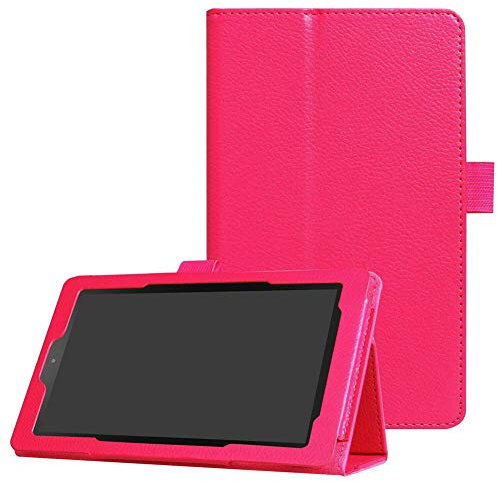 BAUBEY Folio Case for Amazon Fire 7 2019/2017,Premium Slim Smart PU Leather Folding Stand Cover Case for Amazon Fire 7 (2019/2017 Release,9th/ 7th Generation) (Hot Pink)