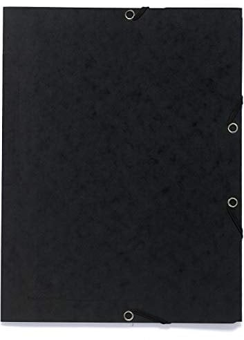Exacompta 55401E Eckspannmappe Colorspan Karton 355 g/m², 24 x 32cm, für DIN A4, Gummizug, 3 Klappen, 1 Stück, Schwarz