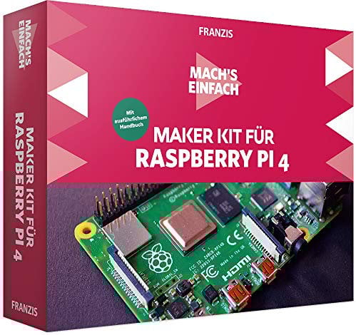 FRANZIS 67112 - Mach's einfach, Maker Kit für Raspberry Pi 4, inkl. allen Bauteilen und 150-seitigem Handbuch