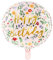 Folienballon in Hellrosa mit Blumen und Aufschrift Happy Birthday 35cm Partyzubehör