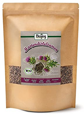 Biojoy Semillas de cardo mariano BÍO (1 kg), secadas y enteras, ideales para Infusión (Silybum Marianum)