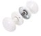Aqbau Pomo para Puerta Redondo 2 Piezas Blanco | Tiradores de Puertas Interiores y Exteriores Aluminio Pintura Electrostática | Juego Completo de Manillas de Puertas con Perno y Tornillos