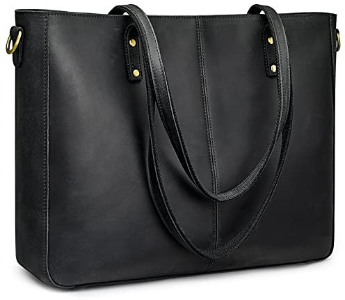 S-ZONE Damen Umhängetasche Echtleder Schultertasche Große Handtasche Arbeitstasche