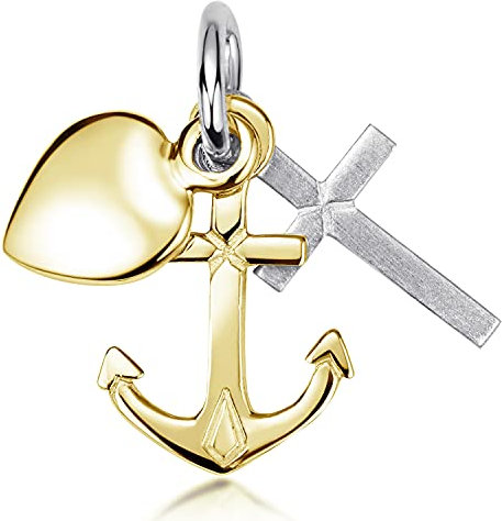 MATERIA by Matthias Wagner Glaube Liebe Hoffnung Schmuck gold - 925 Silber Kettenanhänger Kreuz Herz Anker vergoldet KA-234-Gold