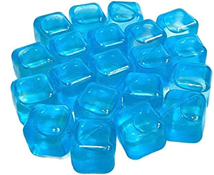 20 Washable Plastic Reusable Ice Cube Bottle Tray Soda Drinks Dry and Freezer (Blue)