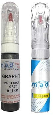 M.A.D MYLDAN AUTO DESIGN Car Touch Up Paint Compatible with GRAPHITE GREY ALLOY WHEEL - 20ml Precision Scratch Repair Kit with Needle & Brush - UK Mixed Automotive Paint (PAINT + LACQUER)