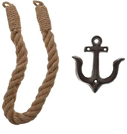 Cabilock Anchor Roll Hanger Wall Mounted Bathroom Storage Shelf for Toilet Paper Holder Rustic Brown