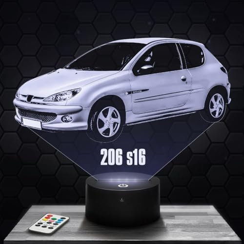 Nachttischlampe Peugeot 206 S16 Miniatur-Sammlungsdekoration, Geschenkidee für Männer, Peugeot 206 S16 Nachtlampe für Erwachsene, Dekoration für das Schlafzimmer, originelle geschenkidee für Auto-Fans