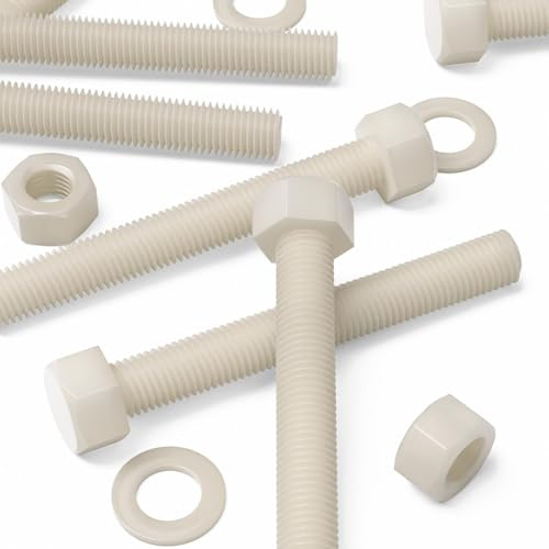 5x tornillos de cabeza de Nailon Hexagonal, M20 x 150mm, Pernos Tornillos y Tuercas de Plástico, Tuercas, Arandelas, Nailon