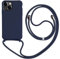 MEVIS Liquid Silikon Handykette Hülle für iPhone 13,Verstellbarer Halskette Silikon Handyhülle-Navy blau