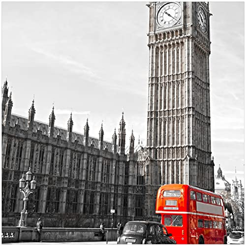 Wallario Memoboard aus Glas mit Motiv, Magnet-Tafel in 50 x 50 cm in Premium Qualität London Red Bus