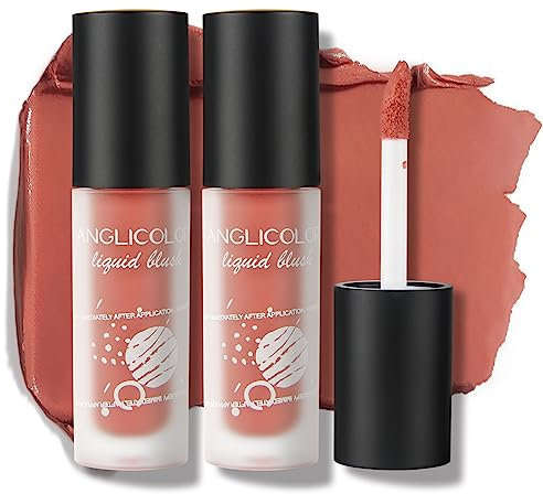 Anglicolor 2PC Liquid Cream Blusher Blush Brightens skin tone,Lightweight,Natural-Looking,Smooth,Easy-to-apply for christmas gifts(rose)