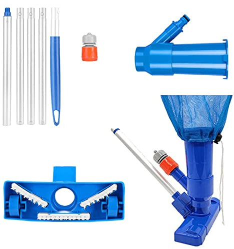 LONUO Pool Mini Jet Vacuum Cleaner with Brush, Portable Underwater Swimming Pool Pond Fountain Cleaner Pool Cleaning Hoover Suction Tool for Leaves, Dirt and Sand & Silt, Blue, (B-L1)