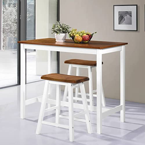 CANLAY Bartisch- und Hocker-Set 3-TLG Bartisch Mit Barhocker Set, Bartische & -theken, Bartheke Küche, Bartisch Set, Küchentresen, Bartisch Mit Barhocker, Massivholz