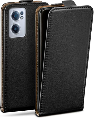 moex Flip Case für OnePlus Nord CE 2 5G Hülle klappbar mit 360 Grad Schutz, Handyhülle mit Displayschutz, PU Leder Handytasche Lederhülle, Flip Case Cover Klapphülle, Schwarz