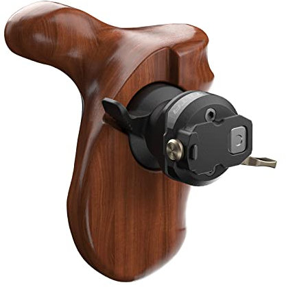 TILTA Advanced Left Side Wooden Handle with NATO Rail Mount, Adjustable Wooden Grip Compatible with DJI Ronin 4D and DJI Hight-bright Remote Monitor Slide-in Ports TA-AWH9-L-B