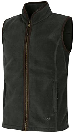 Hoggs of Fife Stenton Ladies Fleece Gilet - Pine 100% polyester hollow fibre fleece, Faux nubuck reinforced binding