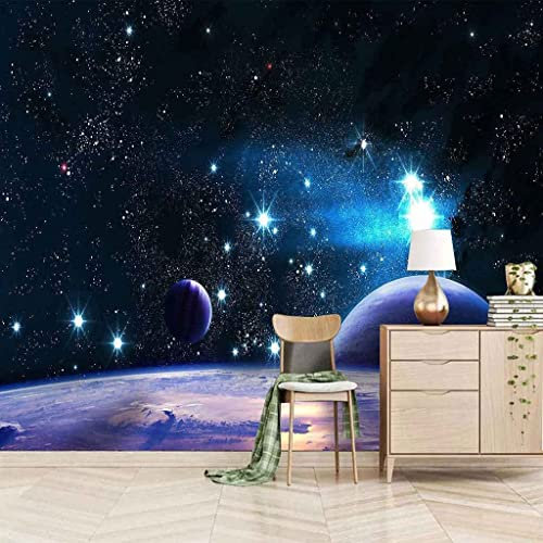 Selbstklebende Tapete Weltraum Universum Planet 3D Fototapete Wandbild Motiv abziehen und aufkleben Wand Foto 3D Tapetenkleister Wohnzimmer Die Wand für Schlafzimmer Wandbordüre - 400 x 280 cm