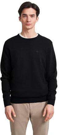 bugatti Herren Pullover Regular Fit O-Neck Premium Cotton Basic Baumwolle Rundhals