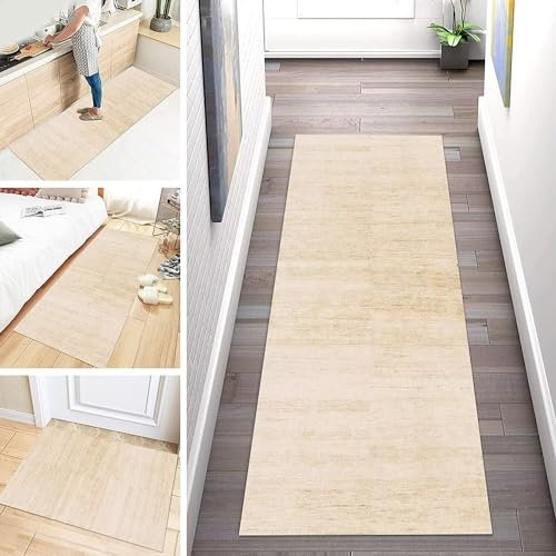 ZDYHMrj Teppich Läufer Flur Beige rutschfest 120x400cm Korridor Teppichläufer Waschbar Modern Schlafzimmer Wohnzimmer Läufer Teppich Breite 40-120cm