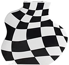 LUCBEI Vasen Kreative Schachbrett-Keramikvasen im Stil, Ornamente, Wohnzimmer-Blumenarrangement, kreative Heimdekoration Vase/Blumenvase (Color : A, Size : S)