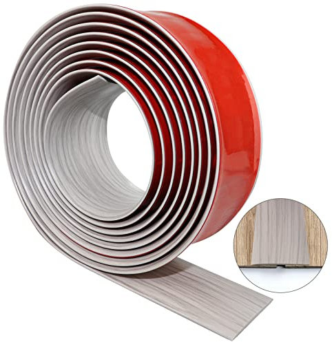 Übergangprofil selbstklebend Vinyl Übergangsleiste Bodenleiste Fußböden Abdeckleisten Holzmaserung Abdeckleisten für Fußböden Übergangsleisten Laminat Ausgleichsprofil (Grau, 300×4cm)