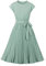 Wellwits Women's Summer Holiday Pleated Retro Vintage Dress Light Green L