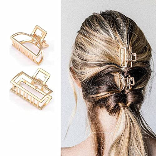 Daterkey Fermagli per capelli in metallo, 2 pezzi, colore: oro, per donne e ragazze