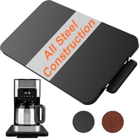 Schiebewanne für Kaffeemaschine, Kaffeekannen-Schieber für Theken, schwere Küchengeräte, unter dem Schrank, Rollgerät für Arbeitsplatte, Lagerung mit Rädern, 22,9 x 36,8 cm
