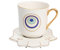 JTBDWOSK Evil Eye Kaffeetasse Set Keramik Espresso Tasse Kaffeetasse Türkische Amulett Schutz Teetasse mit Untertassengetränk für Segen Und Kraft,2